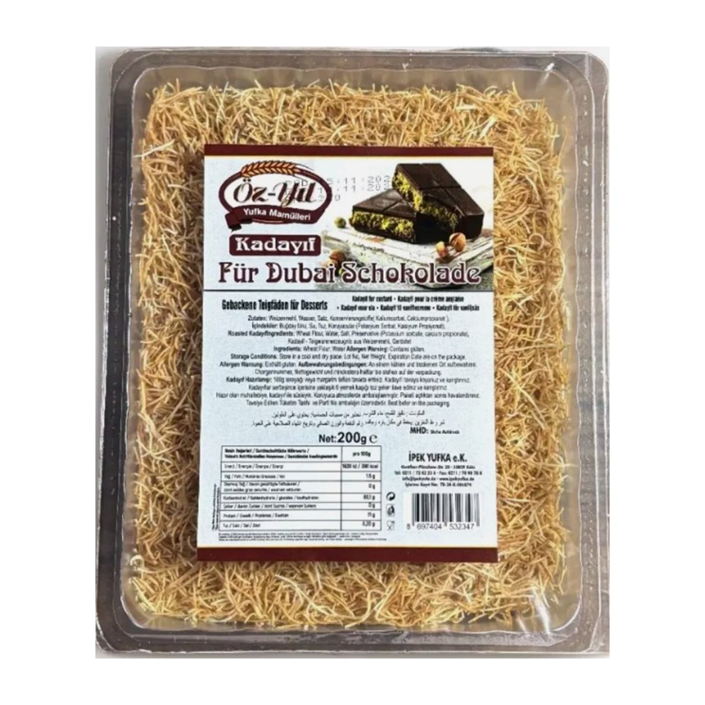 Geröstete Kadayif (Teigfäden) für Dubai Schokolade - Engelshaar - Knusprig & Lecker 200g - Özyil