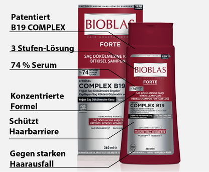 BIOBLAS Forte Pflanzliches Shampoo gegen intensiven Haarausfall 360 ml