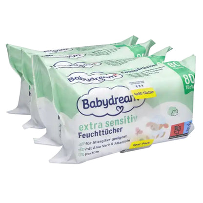 Babydream extra sensitive Feuchttücher Quattro-Pack (4x80 Tücher)