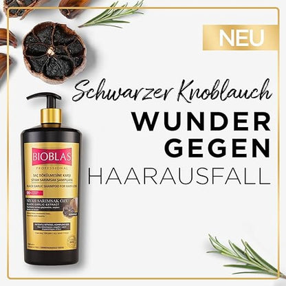 Bioblas Schwarzer Knoblauch Shampoo 1000ml - Anti Haarausfall für Frauen und Männer, Geruchlos, Dermatologisch Getestet (1000ml)