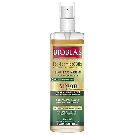 BIOBLAS Argan mit organischem Arganöl Flüssiger Conditioner Spray - Effektiv gegen Haarausfall, und verleiht ihm zusätzlich Glanz 200 ml