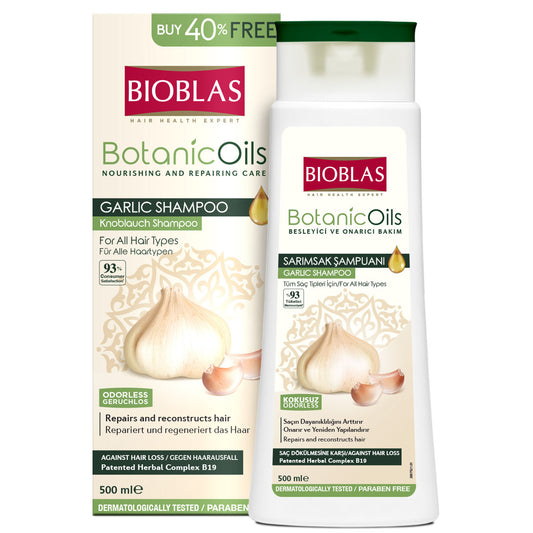 Bioblas Knoblauch Shampoo 500 ml, Geruchlos, Anti Haarausfall Frauen und Männer