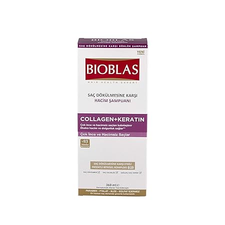 Bioblas Shampoo Collagen + Keratin, Anti Haarausfall Shampoo 360ml