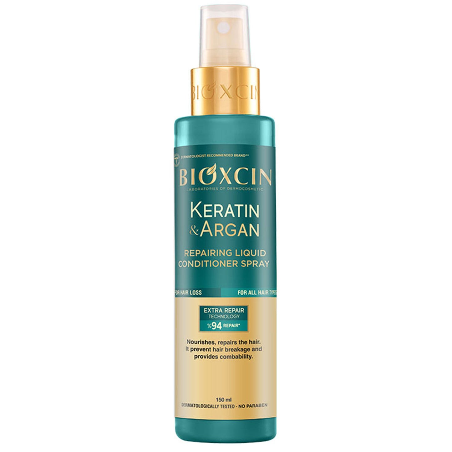 Bioxcin Keratin & Argan Leave-In Conditioner Spray 150ml - Für Tiefenwirksame Reparatur & Glanz - Anti-Frizz & Anti-Spliss - Alle Haartypen