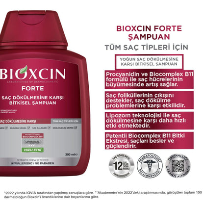 BIOXCIN FORTE Shampoo 3 für 2 - Gegen Intensiven Haarausfall - Wirksam & Schnell - Mit Bio Complex B11 - 3x300ml