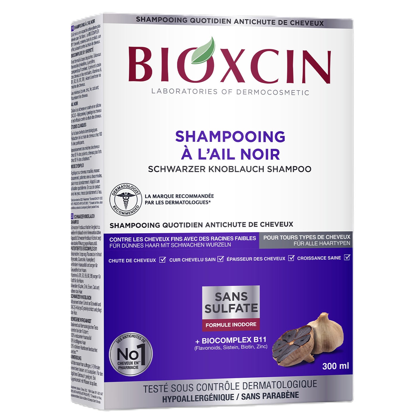 Bioxcin Schwarzer Knoblauch Shampoo 300 ml – Stärkendes Shampoo gegen Haarausfall mit 100% Schwarzem Knoblauchextrakt für Kräftiges, Gesundes Haarwachstum