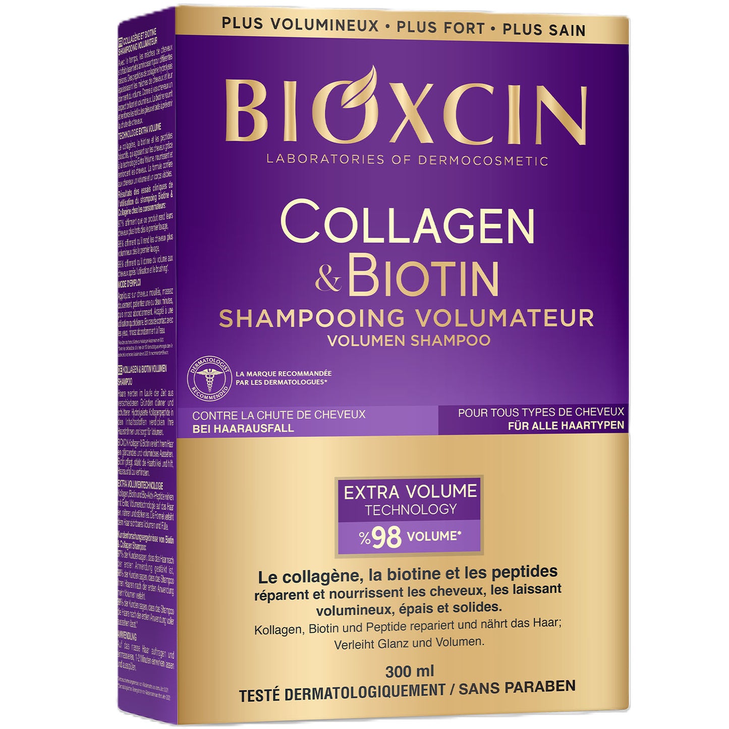 Bioxcin Collagen & Biotin Volumen Shampoo 300ml - Für Dickeres, Stärkeres & Fülligeres Haar - Gegen Haarausfall - Alle Haartypen