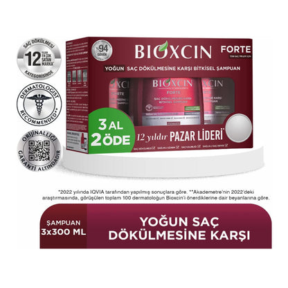 BIOXCIN FORTE Shampoo 3 für 2 - Gegen Intensiven Haarausfall - Wirksam & Schnell - Mit Bio Complex B11 - 3x300ml