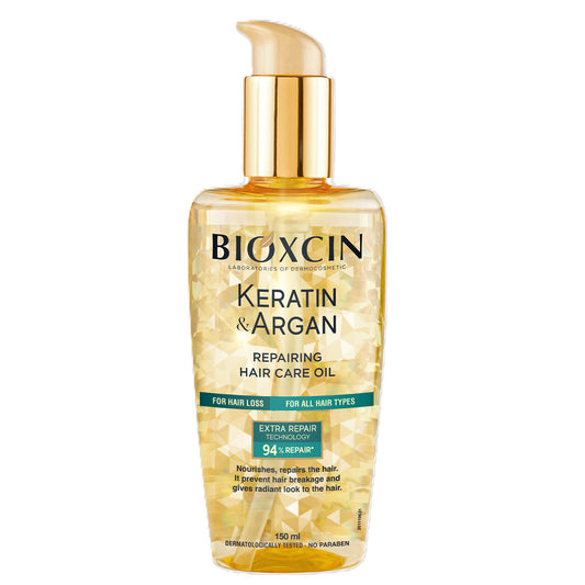 Bioxcin Keratin & Argan Reparierendes Haarpflegeöl 150ml - Tiefenwirksame Pflege für Geschädigtes Haar - Mit Anti-Frizz Effekt - Für Alle Haartypen