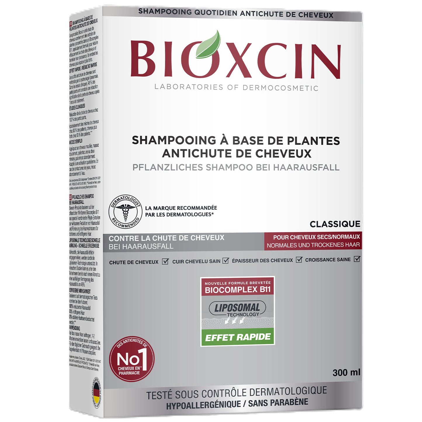 Bioxcin Shampoo gegen Haarausfall | Natürliches Shampoo für Normales & Trockenes Haar (300 ml) | Mit BIOCOMPLEX B11 & Liposomen | Stärkt & Verhindert Haarausfall