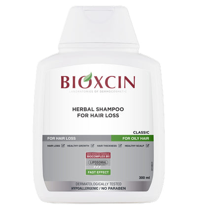 Bioxcin Shampoo gegen Haarausfall für Fettiges Haar (300 ml) – Pflanzliches Anti-Fett Shampoo mit BIOCOMPLEX B11 & Liposomen für Dichteres Haar & Weniger Haarausfall