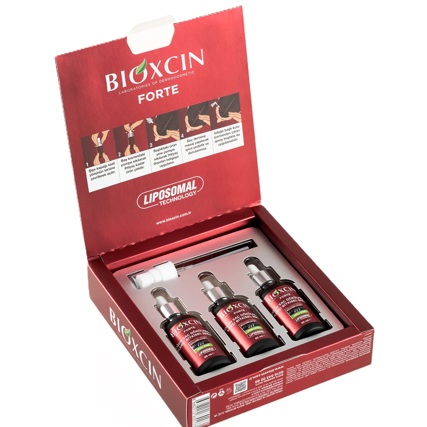 Bioxcin Forte Pflanzliches Serum 3x50 ml - Gegen Starken Haarausfall - Für Kräftiges & Dichteres Haarwachstum - Mit BioComplex B11