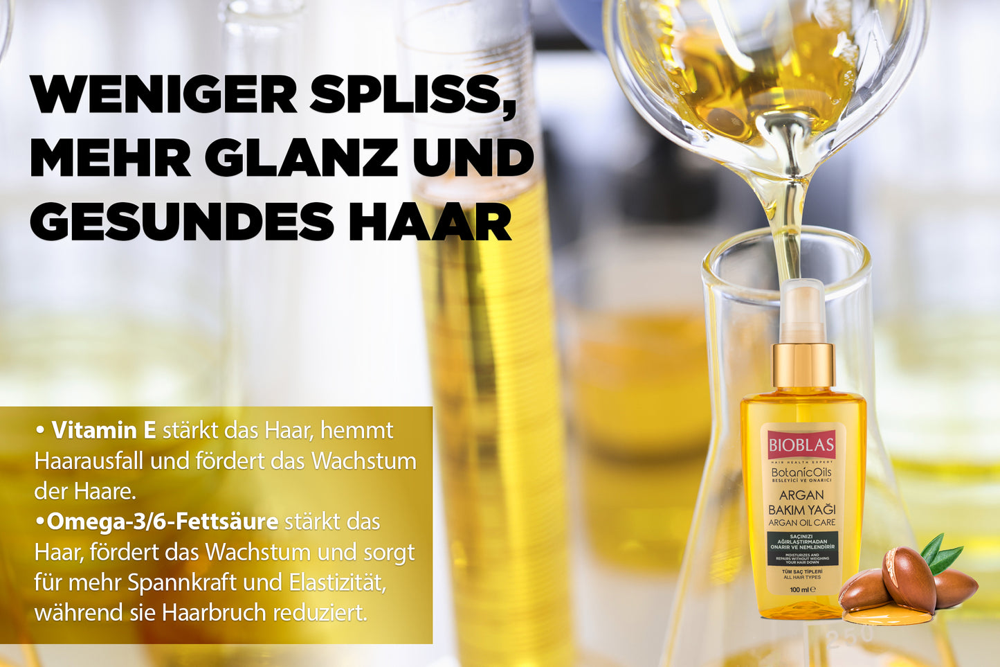 Bioblas Arganöl Reparierendes Haarpflegeöl: Für Tiefenwirksame Reparatur und Glanz 100 ml