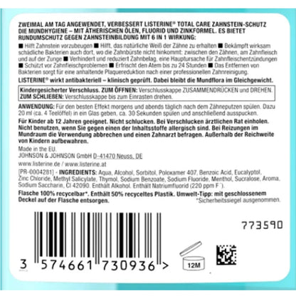 Listerine Total Care Zahnstein-Schutz Mundspülung, 500ml - 6 in 1 Wirkung